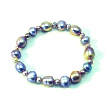 Zoetwater parel armband Blauw Zwart